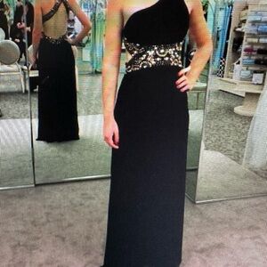 Elegant Black and Gold Evening Gown
